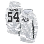 Johmsee SF.49ers #54 Fred Warner Player Arctic Camo Salute to Service Hoodies Stitched Jerseys