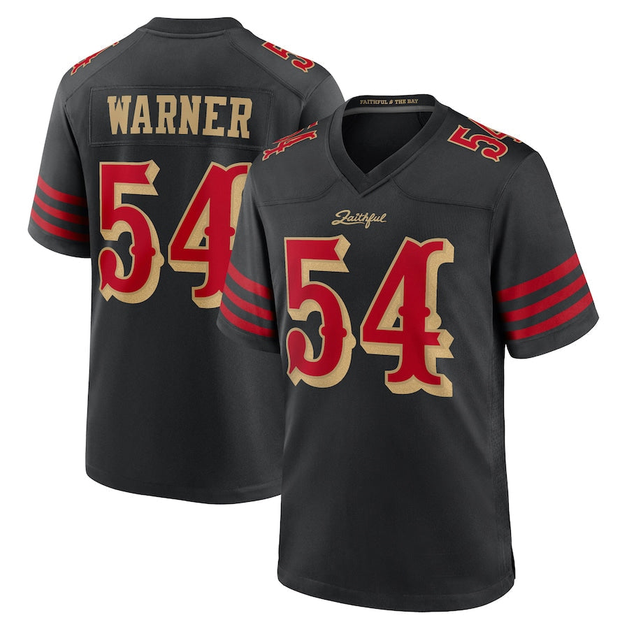 Johmsee SF.49ers #54 Fred Warner Player Rivalries Collection Black Game Stitched Jerseys