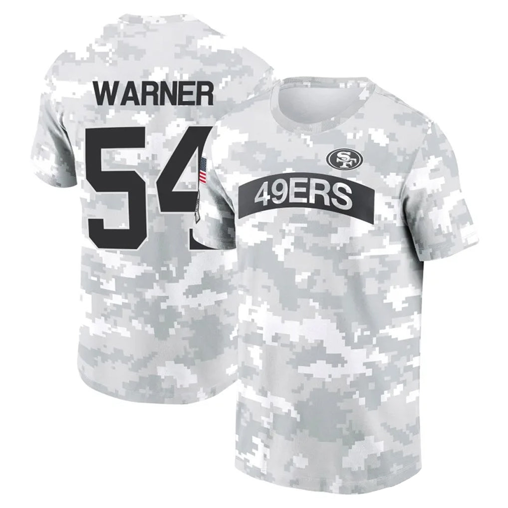 Johmsee SF.49ers #54 Fred Warner Player Salute to Service Hoodies & T-Shirts Stitched Jerseys