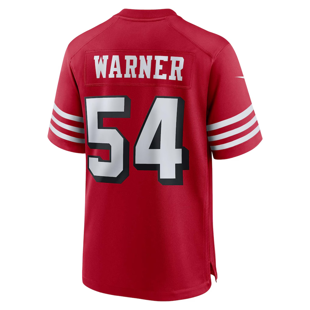 Johmsee SF.49ers #54 Fred Warner Scarlet Alternate Game Stitched Jerseys
