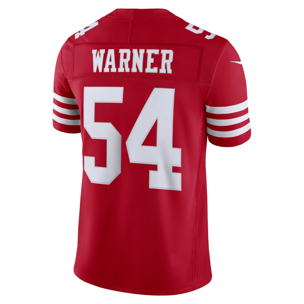 Johmsee SF.49ers #54 Fred Warner Scarlet Team Vapor F.U.S.E. Stitched Limited Jerseys