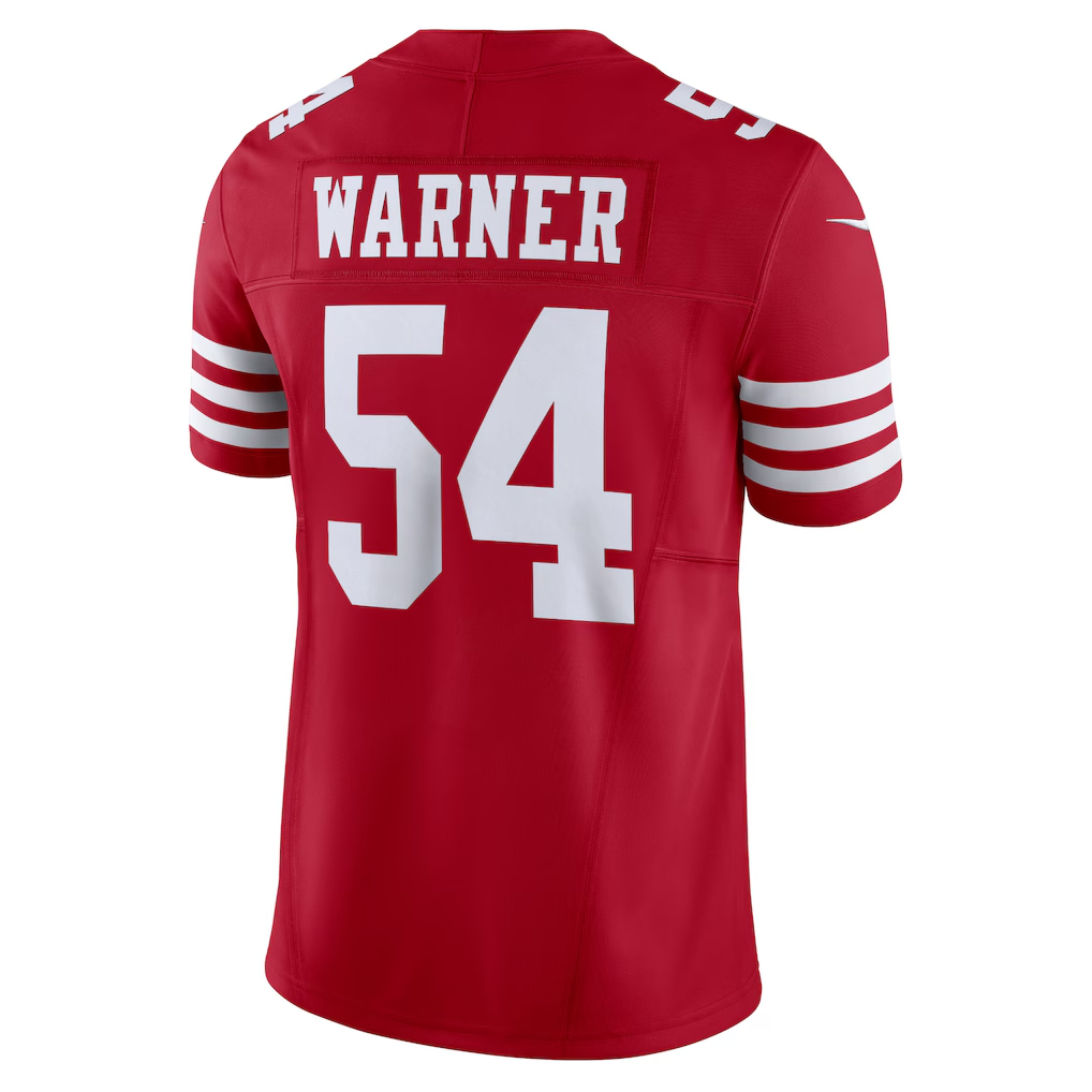 Johmsee SF.49ers #54 Fred Warner Scarlet Vapor F.U.S.E. Limited Stitched Jerseys