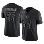 Johmsee SF.49ers #57 Dre Greenlaw Player Black Limited Reflective Home Game Stitched Jerseys