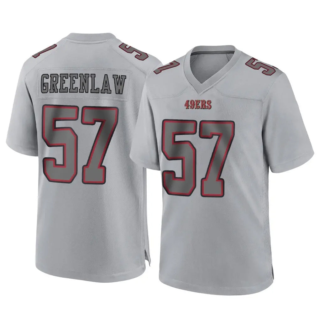 Johmsee SF.49ers #57 Dre Greenlaw Player Gray Atmosphere Fashion Home Game Stitched Jerseys