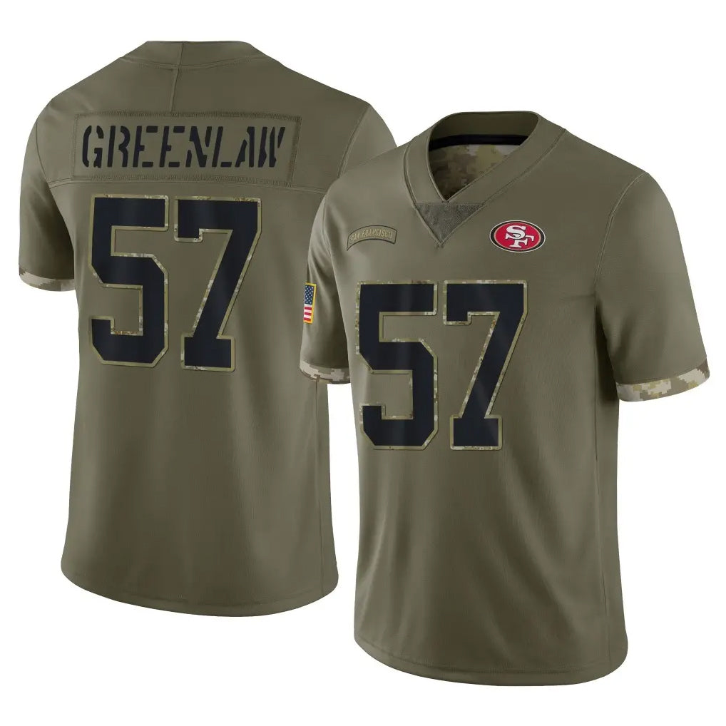 Johmsee SF.49ers #57 Dre Greenlaw Player Olive Limited Salute To Service Home Game Stitched Jerseys
