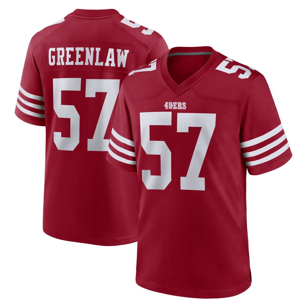 Johmsee SF.49ers #57 Dre Greenlaw Player Red Game Home Stitched Jerseys