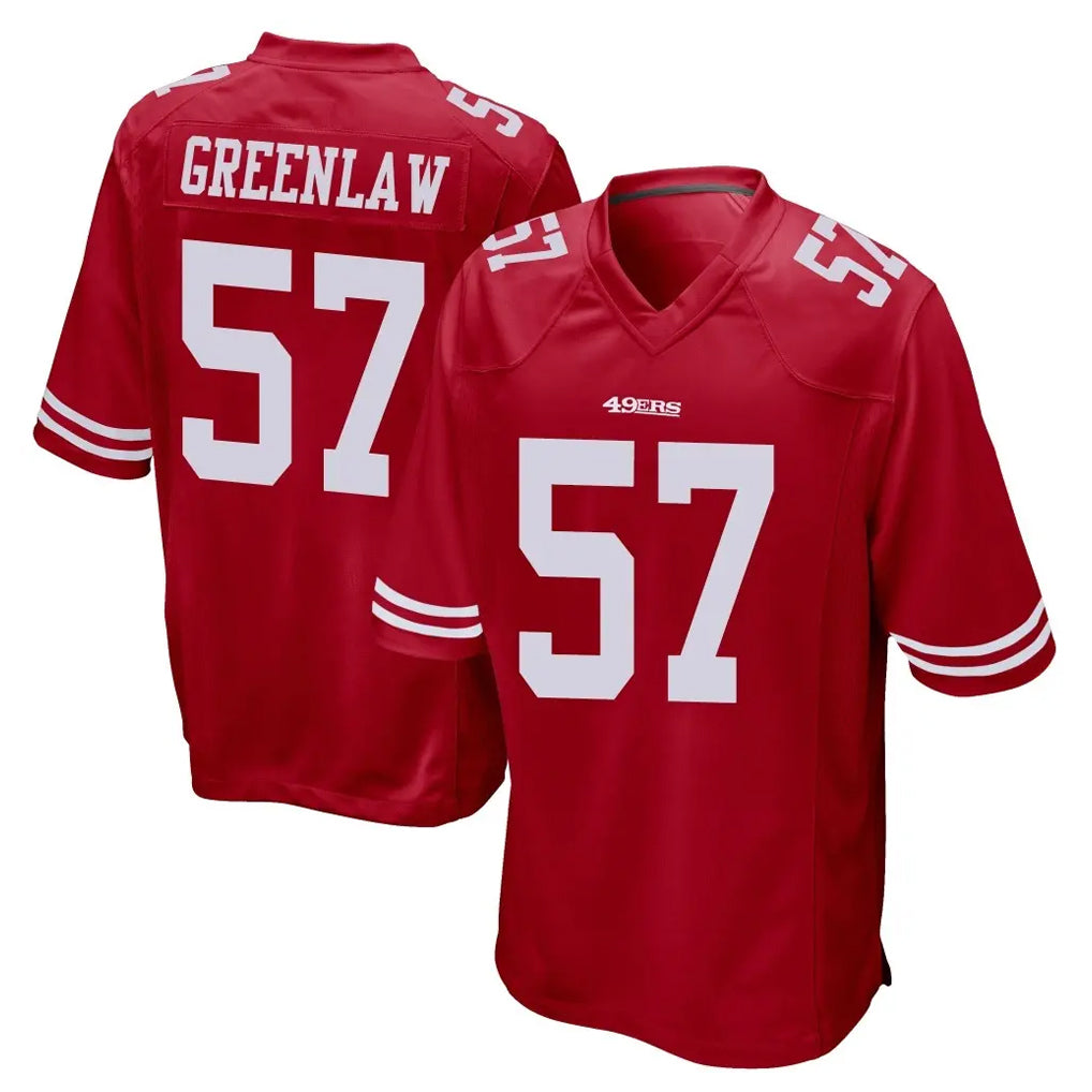 Johmsee SF.49ers #57 Dre Greenlaw Player Red Home Game Stitched Jerseys