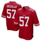 Johmsee SF.49ers #57 Dre Greenlaw Player Red Home Game Stitched Jerseys