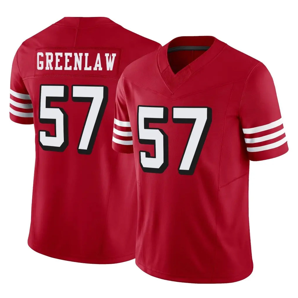 Johmsee SF.49ers #57 Dre Greenlaw Player Red Limited Alternate Vapor F.U.S.E. Home Game Stitched Jerseys
