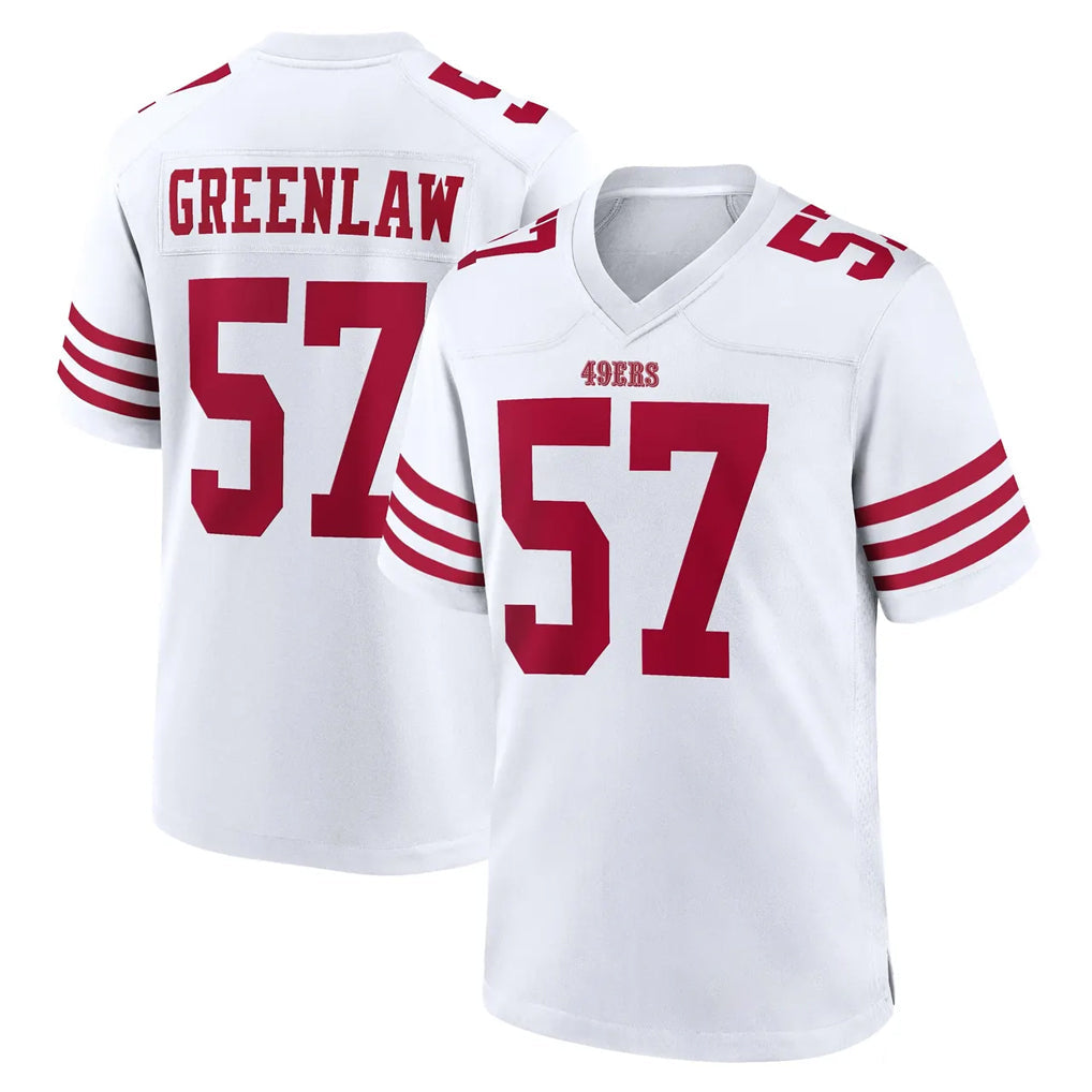 Johmsee SF.49ers #57 Dre Greenlaw Player White Game Home Stitched Jerseys
