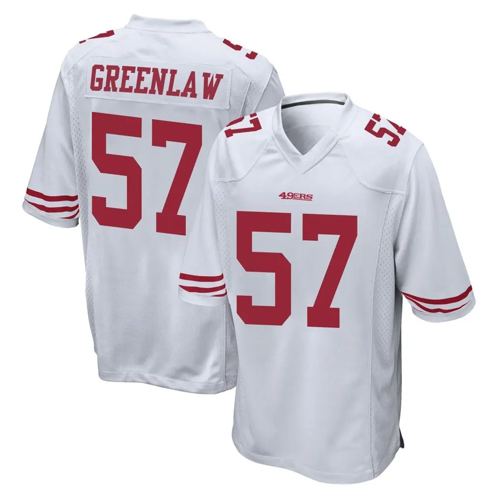 Johmsee SF.49ers #57 Dre Greenlaw Player White Home Game Stitched Jerseys