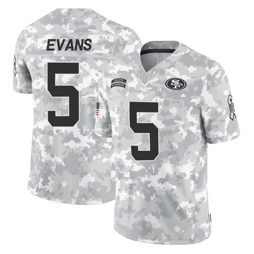 Johmsee SF.49ers #5 Mike Evans Player Arctic Camo Limited Salute To Service Home Game Stitched Jerseys