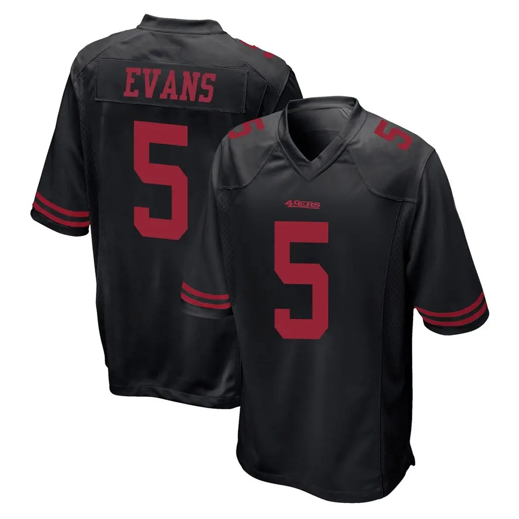 Johmsee SF.49ers #5 Mike Evans Player Black Alternate Home Game Stitched Jerseys