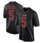 Johmsee SF.49ers #5 Mike Evans Player Black Fashion Home Game Stitched Jerseys