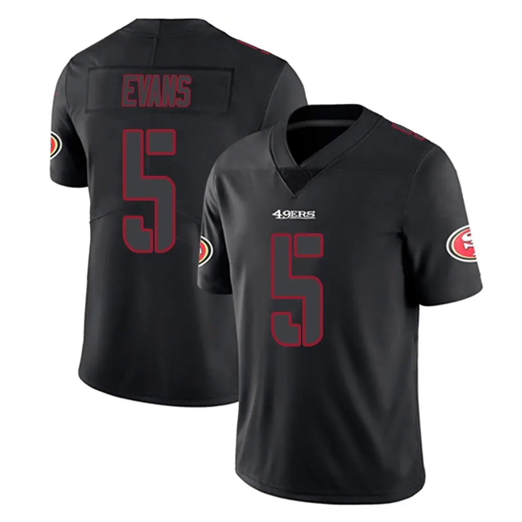 Johmsee SF.49ers #5 Mike Evans Player Black Impact Limited Home Game Stitched Jerseys