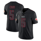 Johmsee SF.49ers #5 Mike Evans Player Black Impact Limited Home Game Stitched Jerseys