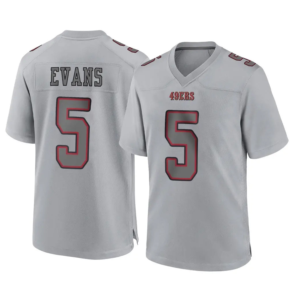 Johmsee SF.49ers #5 Mike Evans Player Gray Atmosphere Fashion Home Game Stitched Jerseys