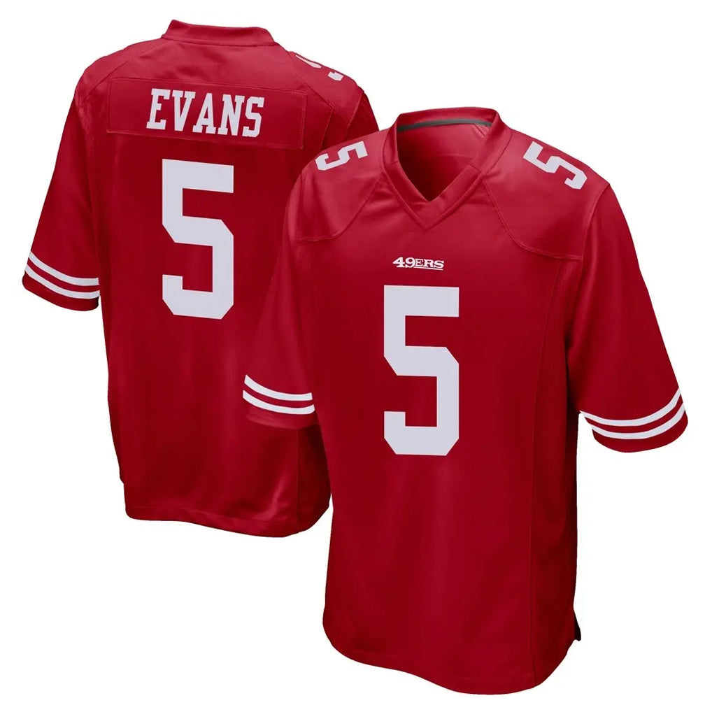 Johmsee SF.49ers #5 Mike Evans Player Red Home Game Stitched Jerseys