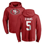 Johmsee SF.49ers #5 Mike Evans Player Red LOGO Pullover Hoodies Home Game Stitched Jerseys