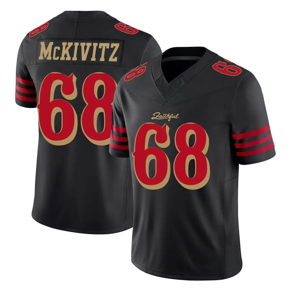 Johmsee SF.49ers #68 Colton McKivitz Player Black Limited Rivalries Collection Home Game Stitched Jerseys