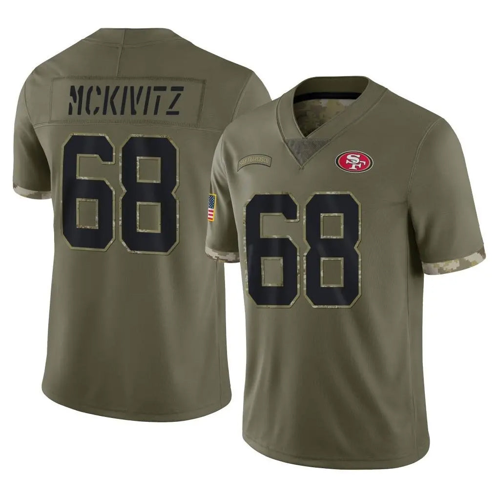 Johmsee SF.49ers #68 Colton McKivitz Player Olive Limited Salute To Service Home Game Stitched Jerseys