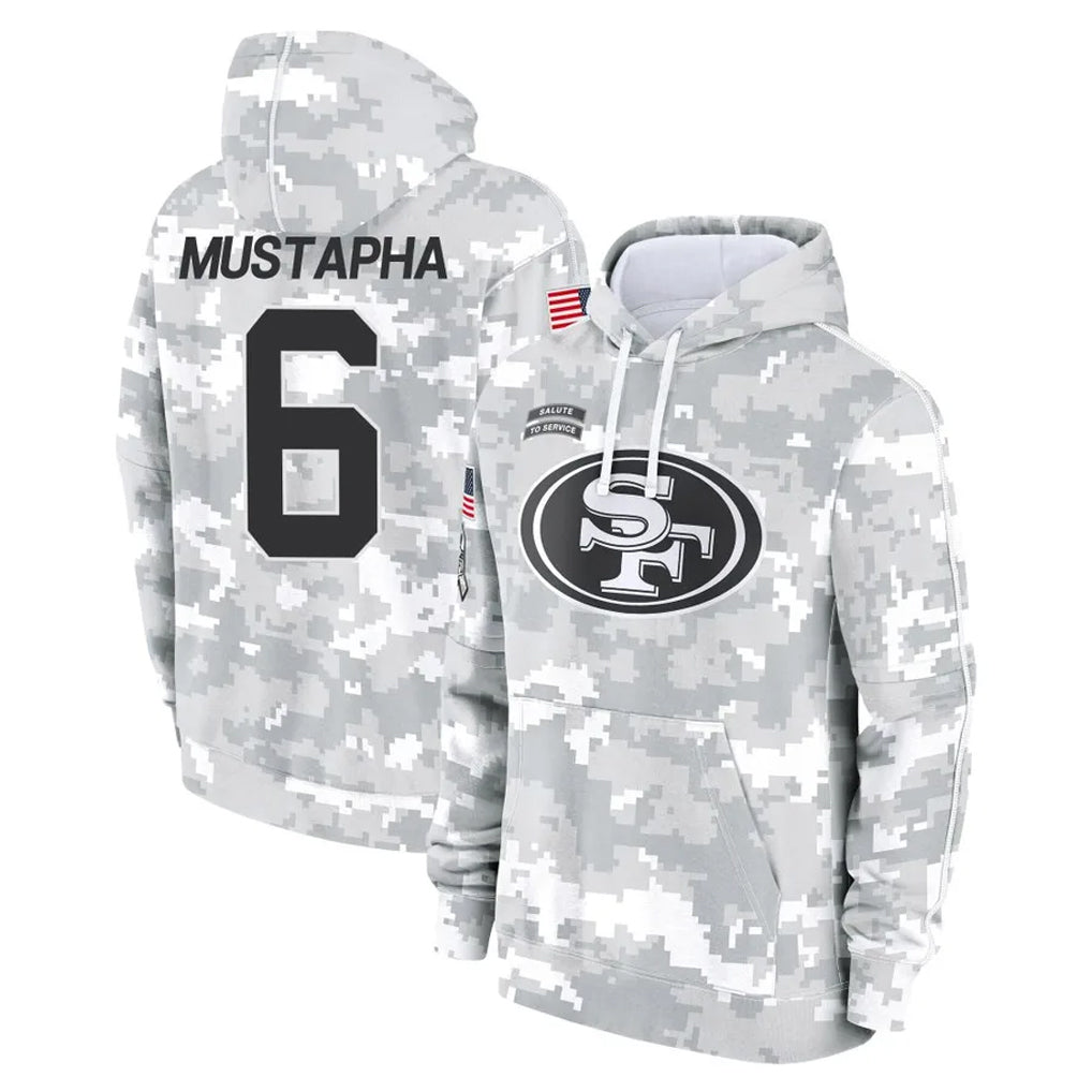 Johmsee SF.49ers #6 Malik Mustapha Player Arctic Camo Limited Salute to Service Pullover Hoodies Game Stitched Jerseys