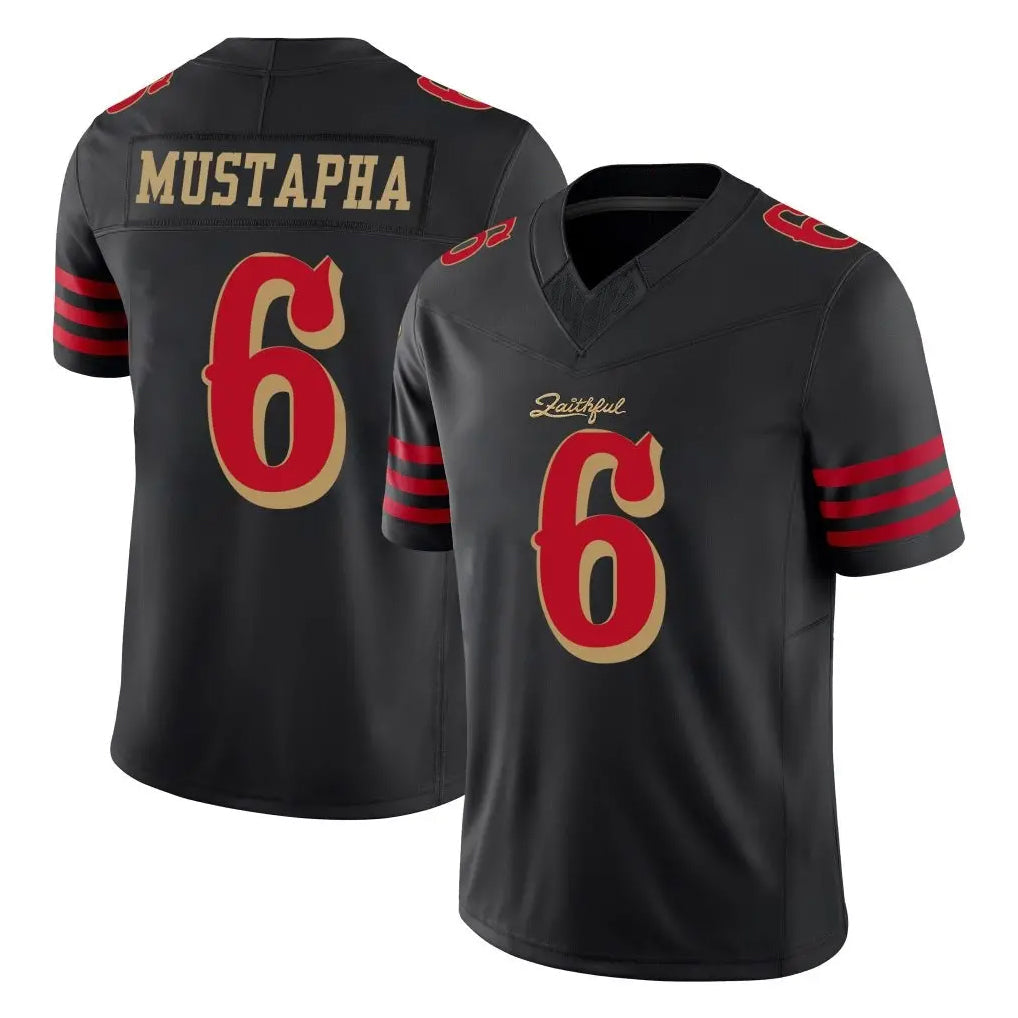 Johmsee SF.49ers #6 Malik Mustapha Player Black Limited Rivalries Collection Home Game Stitched Jerseys