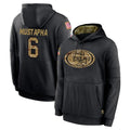 Johmsee SF.49ers #6 Malik Mustapha Player Black Salute to Service Sideline Performance Pullover Hoodies Home Game Stitched Jerseys