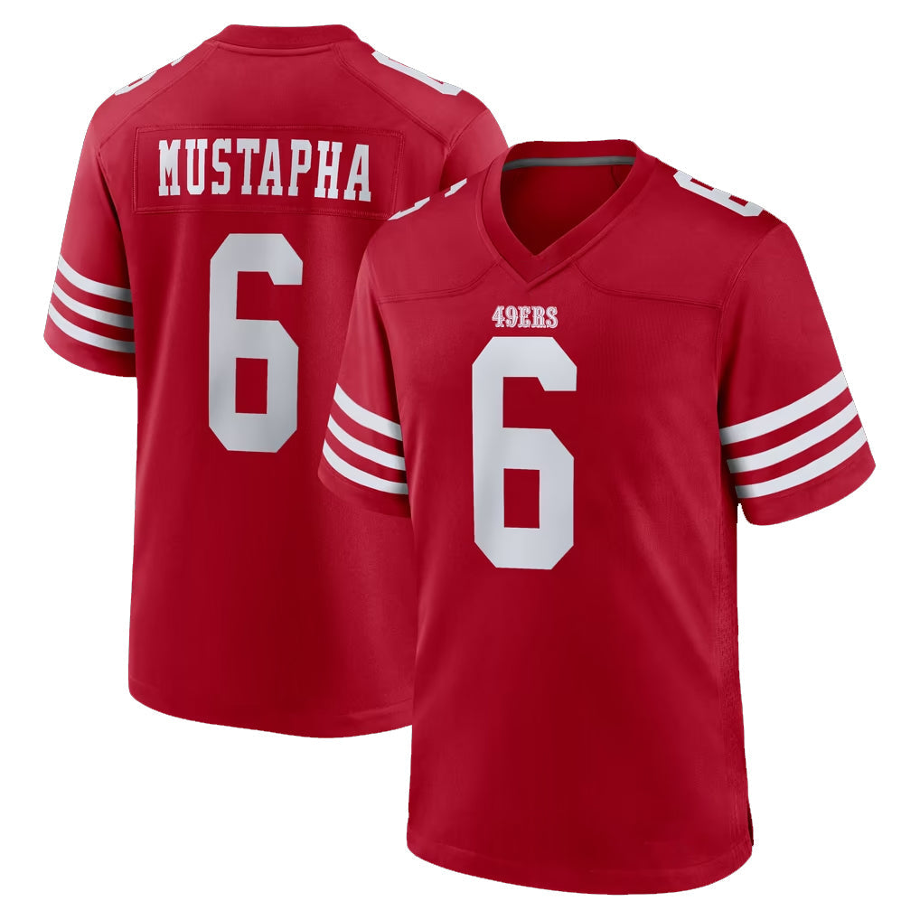 Johmsee SF.49ers #6 Malik Mustapha Player Red Game Home Stitched Jerseys