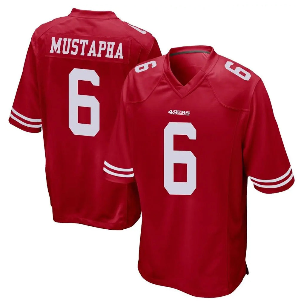 Johmsee SF.49ers #6 Malik Mustapha Player Red Home Game Stitched Jerseys