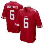 Johmsee SF.49ers #6 Malik Mustapha Player Red Home Game Stitched Jerseys