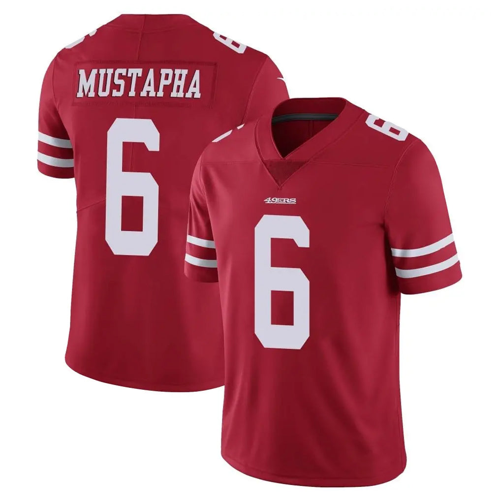 Johmsee SF.49ers #6 Malik Mustapha Player Red Limited Vapor Untouchable Home Game Stitched Jerseys