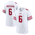 Johmsee SF.49ers #6 Malik Mustapha Player White Game Home Stitched Jerseys