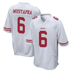 Johmsee SF.49ers #6 Malik Mustapha Player White Home Game Stitched Jerseys