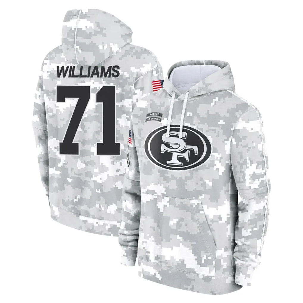 Johmsee SF.49ers #71 Trent Williams Player Arctic Camo Limited Salute to Service Pullover Hoodies Game Stitched Jerseys