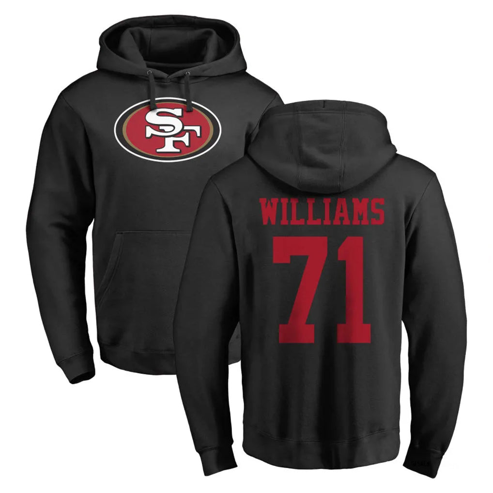 Johmsee SF.49ers #71 Trent Williams Player Black LOGO Pullover Hoodies Home Game Stitched Jerseys