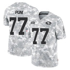 Johmsee SF.49ers #77 Dominick Puni Player Arctic Camo Limited Salute To Service Home Game Stitched Jerseys