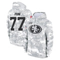 Johmsee SF.49ers #77 Dominick Puni Player Arctic Camo Limited Salute to Service Pullover Hoodies Game Stitched Jerseys