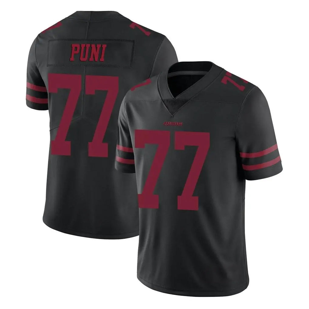 Johmsee SF.49ers #77 Dominick Puni Player Black Alternate Limited Vapor Untouchable Home Game Stitched Jerseys