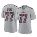 Johmsee SF.49ers #77 Dominick Puni Player Gray Atmosphere Fashion Home Game Stitched Jerseys