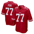 Johmsee SF.49ers #77 Dominick Puni Player Red Home Game Stitched Jerseys