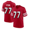 Johmsee SF.49ers #77 Dominick Puni Player Red Limited Alternate Home Game Stitched Jerseys