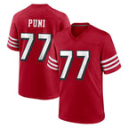 Johmsee SF.49ers #77 Dominick Puni Player Red Limited Alternate Home Game Stitched Jerseys