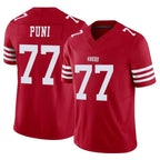 Johmsee SF.49ers #77 Dominick Puni Player Red Limited Vapor F.U.S.E. Home Game Stitched Jerseys