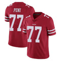Johmsee SF.49ers #77 Dominick Puni Player Red Limited Vapor Untouchable Home Game Stitched Jerseys