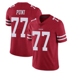 Johmsee SF.49ers #77 Dominick Puni Player Red Limited Vapor Untouchable Home Game Stitched Jerseys