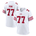 Johmsee SF.49ers #77 Dominick Puni Player White Game Home Stitched Jerseys