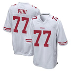 Johmsee SF.49ers #77 Dominick Puni Player White Home Game Stitched Jerseys