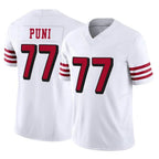 Johmsee SF.49ers #77 Dominick Puni Player White Limited Alternate Vapor F.U.S.E. Home Game Stitched Jerseys