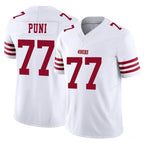 Johmsee SF.49ers #77 Dominick Puni Player White Limited Vapor F.U.S.E. Home Game Stitched Jerseys